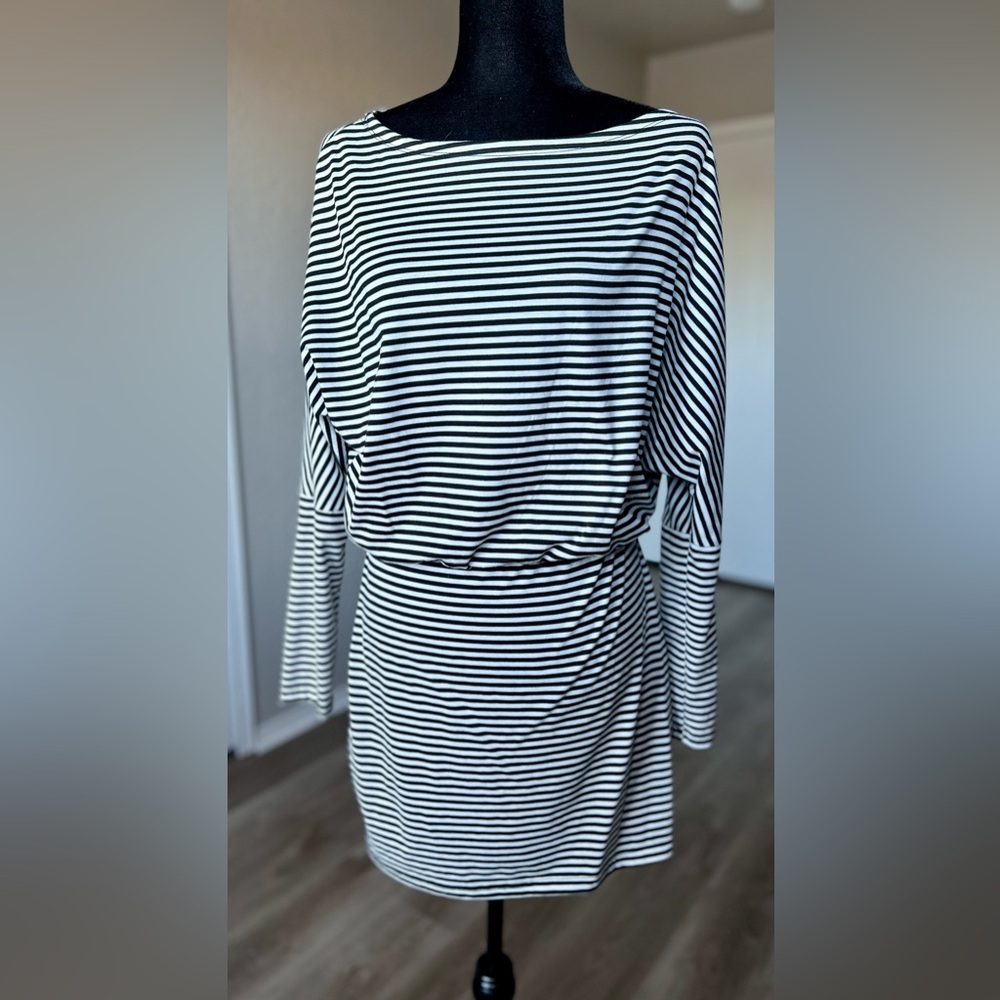 SHEIN Black and White Striped Mini Dress